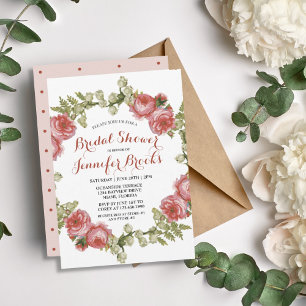 Invitación Ducha de Novias de Rosas Rojas Clásicas