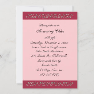 Invitación Ducha de novias de Ruby Red, Pink and Pearls