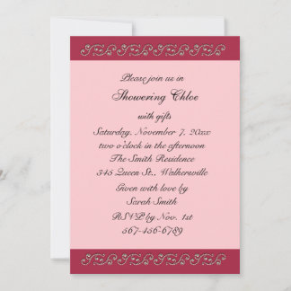 Invitación Ducha de novias de Ruby Red, Pink and Pearls
