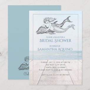 Invitación Ducha De Novias De Sirena Y Delfín
