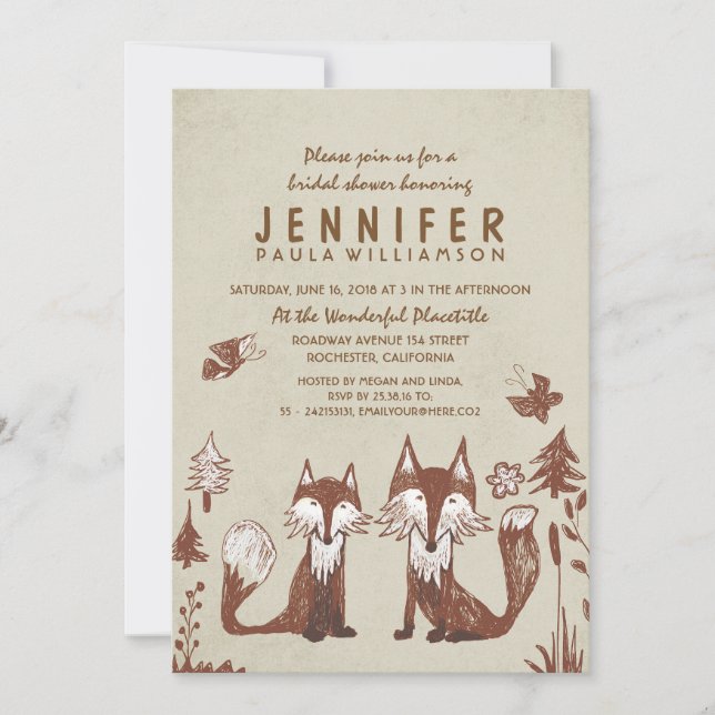 Invitación Ducha de novias de Woodland (Anverso)