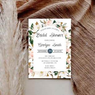 Invitación Ducha de novias en el arco de la Magnolia blanca y