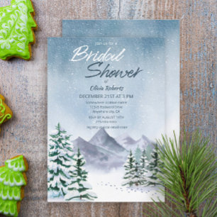 Invitación Ducha de novias en el bosque de montaña Snowy