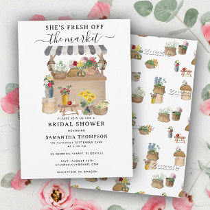 Invitación Ducha de novias en el mercado de flores de un agri