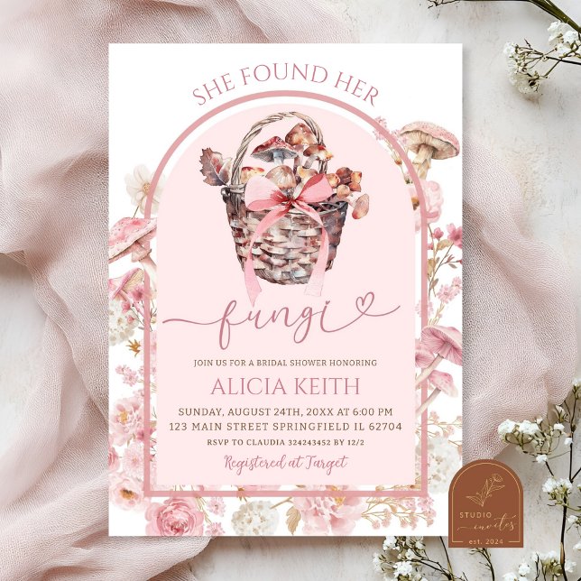 Invitación Ducha de novias en hongos blancos y rosas (Subido por el creador)