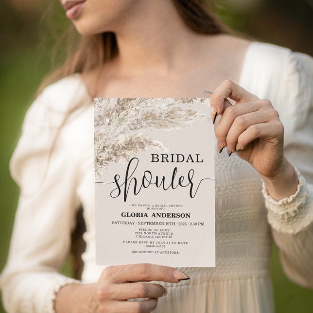 Invitación Ducha de novias en la caída de hierba de Pampas bo (Subido por el creador)