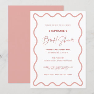 Invitación Ducha de novias en la frontera de onda rosa