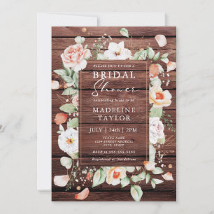 Invitación Ducha de novias en la frontera floral rustica de m