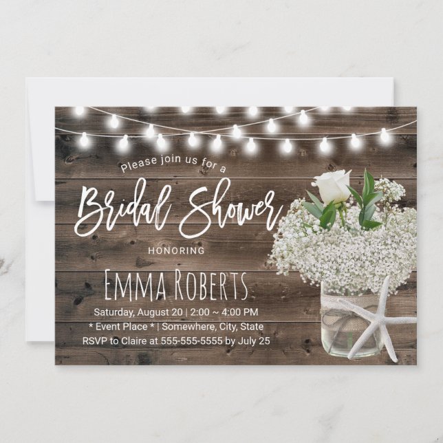 Invitación Ducha de novias en la playa de Jar Wood de un bebé (Anverso)