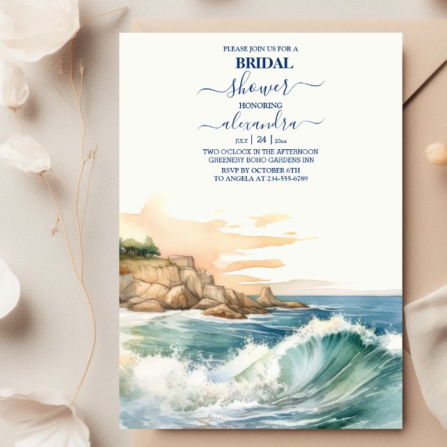 Invitación Ducha de novias en la playa del océano azul verani (Subido por el creador)