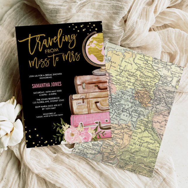 Invitación Ducha de novias en maleta de viajes alrededor del  (Subido por el creador)
