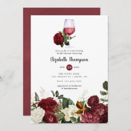 Invitación Ducha de novias en salsa de vino de color rojo bor