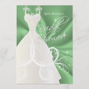 Invitación Ducha de novias en satén verde de menta