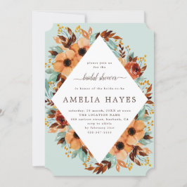 Invitación Ducha de novias floral con flores rusas y verdes