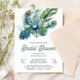 Invitación Ducha de novias floral de pavo real tropical indio