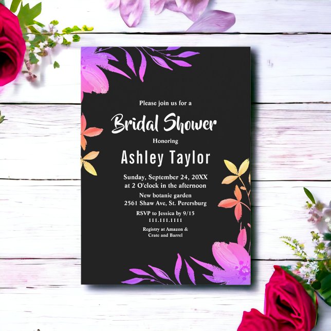 Invitación Ducha De Novias Florales Nocturnas Y Blancas Brill (Subido por el creador)