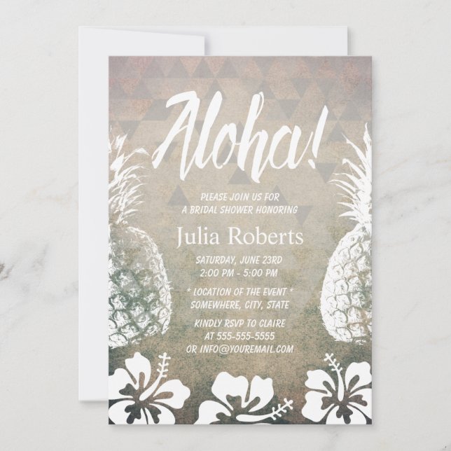 Invitación Ducha de novias geométrica de la playa de piña tro (Anverso)