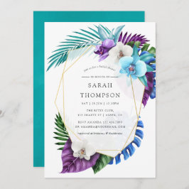 Invitación Ducha de novias geométricas de orquídeas tropicale