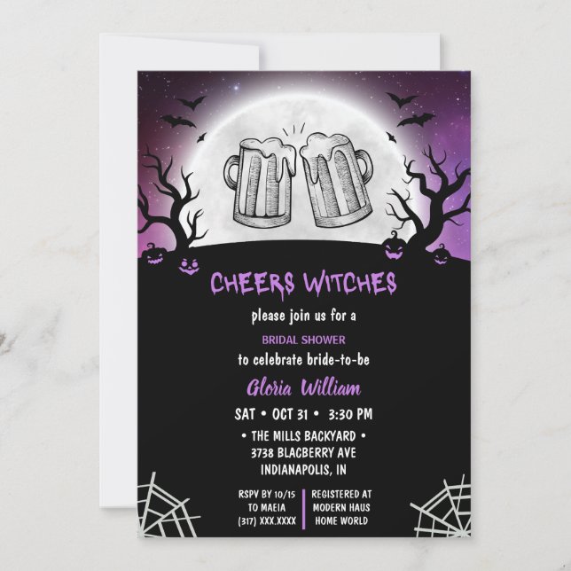 Invitación Ducha de novias Gray Halloween - Testigos de vítor (Anverso)