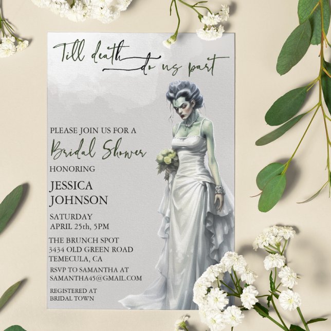 Invitación Ducha de novias Halloween Novia de Frankenstein (Subido por el creador)