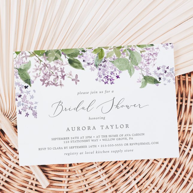 Invitación Ducha de novias horizontal Rustic Lilac (Subido por el creador)