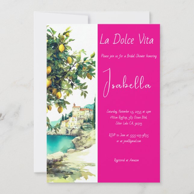 Invitación Ducha de novias italiana La Dolce Vita (Anverso)
