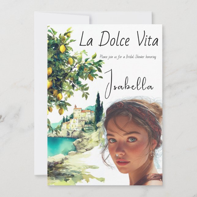 Invitación Ducha de novias italiana La Dolce Vita (Anverso)