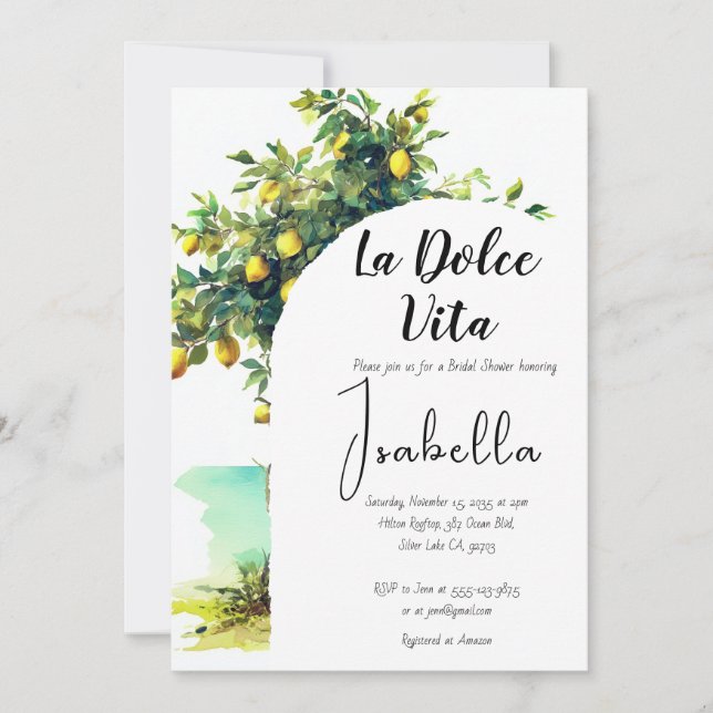 Invitación Ducha de novias italiana La Dolce Vita (Anverso)
