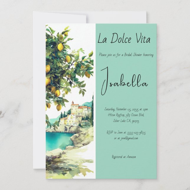 Invitación Ducha de novias italiana La Dolce Vita (Anverso)
