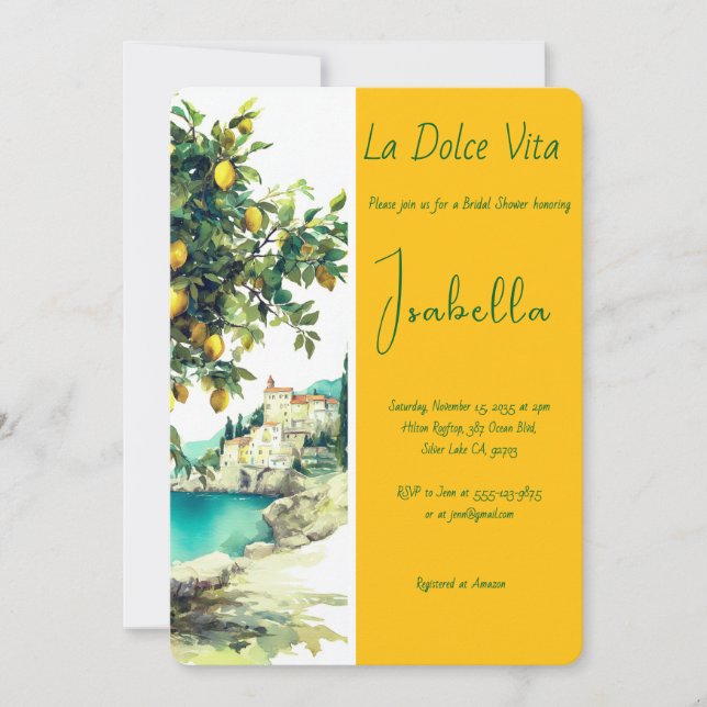 Invitación Ducha de novias italiana La Dolce Vita (Anverso)