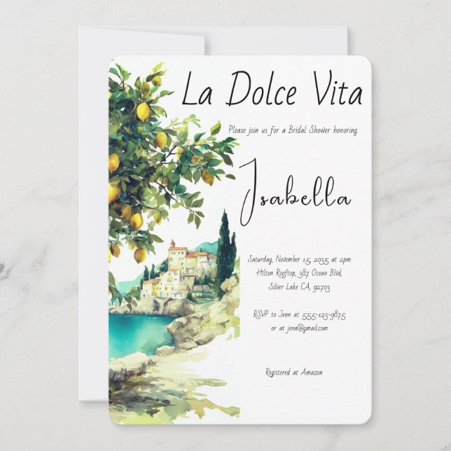 Invitación Ducha de novias italiana La Dolce Vita (Anverso)