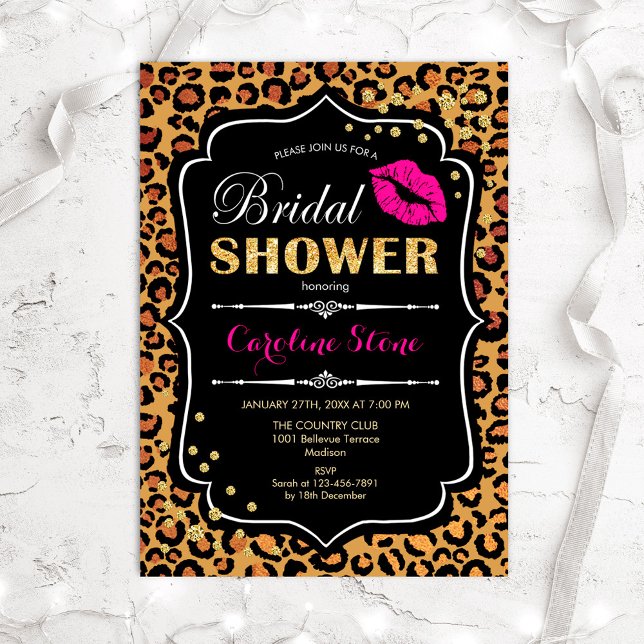 Invitación Ducha de novias - Leopardo Imprimir oro rosa (Subido por el creador)