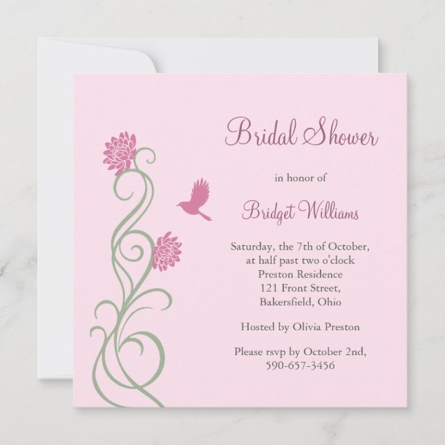 Invitación Ducha de novias Lotus Flowers (rosa) (Anverso)