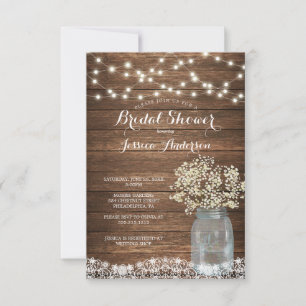 Invitación Ducha de novias Mason Jar, una ráfaga de aliento d