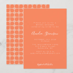 Invitación Ducha de novias Minimalista retro Naranja de coral