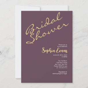 Invitación Ducha de novias minimalista y simple de oro y bere