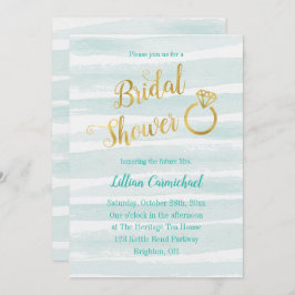 Invitación Ducha de novias Mint Green y Gold