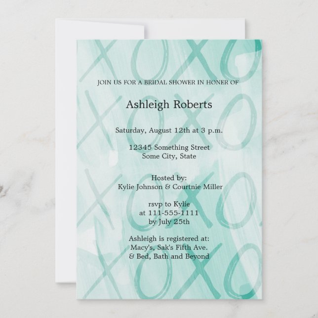 Invitación Ducha de novias Mint XOXO (Anverso)