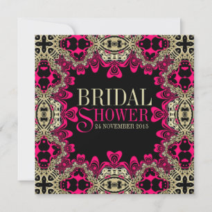 Invitación Ducha de novias negras rosadas de Bohemia oriental