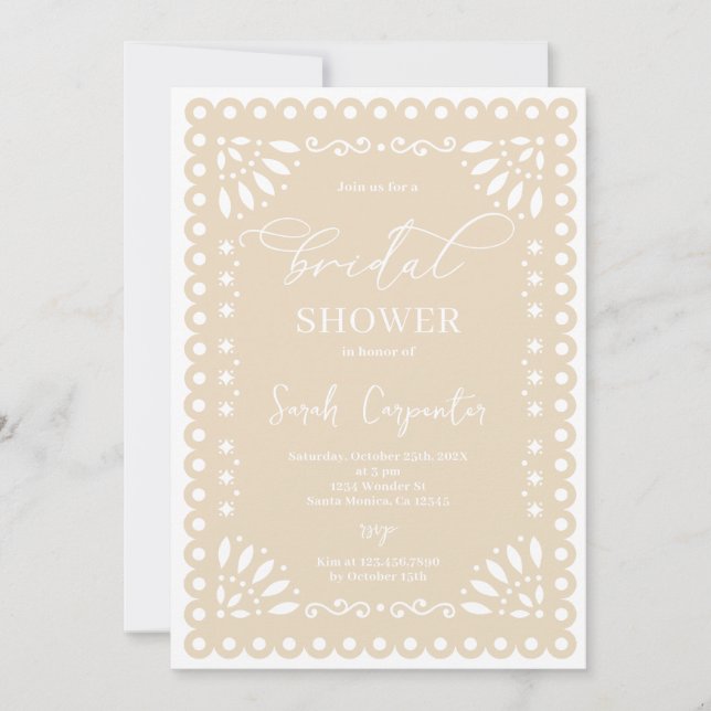 Invitación Ducha de novias Papel Picado (Anverso)