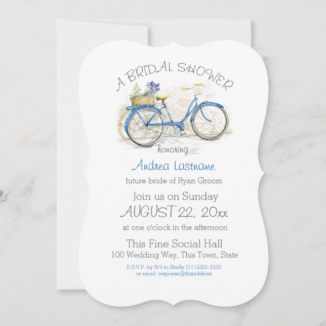 Invitación Ducha de novias para bicicleta retro (Anverso)