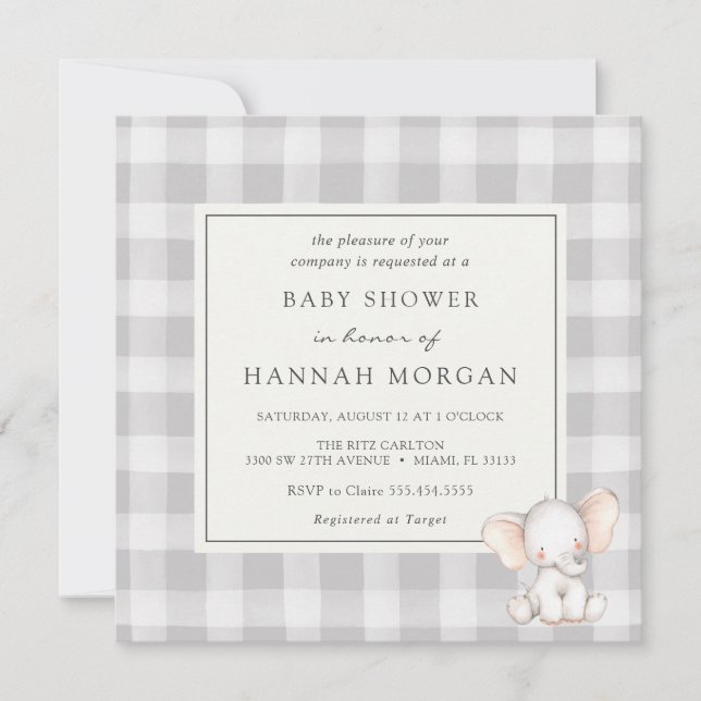 Invitación Ducha de novias para elefantes plantados (Anverso)