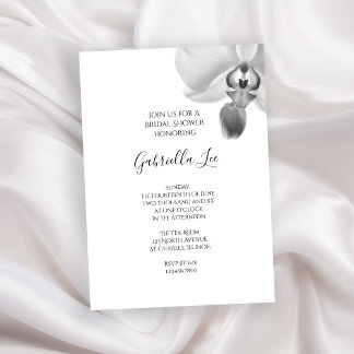 Invitación Ducha de novias para orquídeas negras y blancas