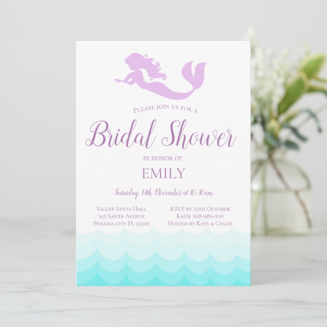 Invitación Ducha de novias para sirenas editable, Baby Shower (Anverso de pie)