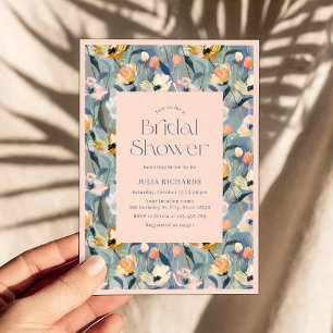 Invitación Ducha de novias Pastel Vintage Retro Floral