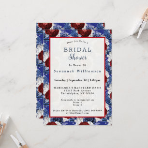 Invitación Ducha de novias Patriotic Blue Red Rose