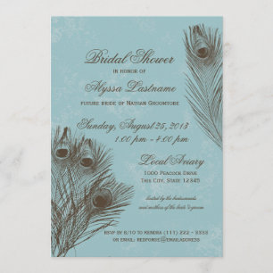 Invitación Ducha de novias Peacock Feather