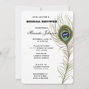 Invitación Ducha de novias Peacock Feather