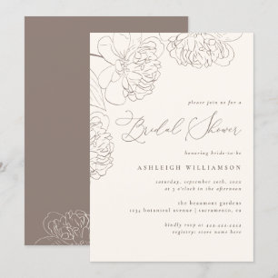 Invitación Ducha de novias Peonies, dibujada a mano por la mo