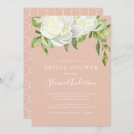 Invitación Ducha de novias Peony con flores de primavera rosa